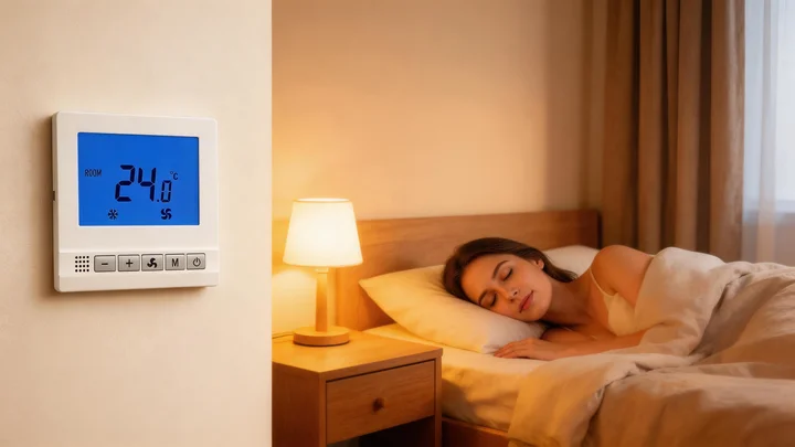 Fan coil Unit 4 Pipe Thermostat with Sensor mounted on wall for HVAC control