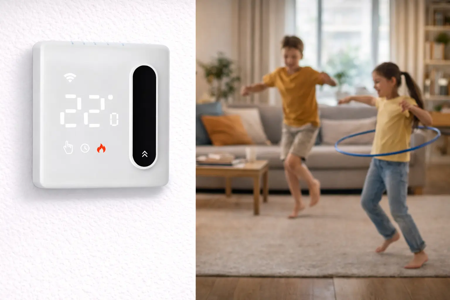 Fashion design LED screen WiFi Water Heating Thermostat with slide operation for heating system control