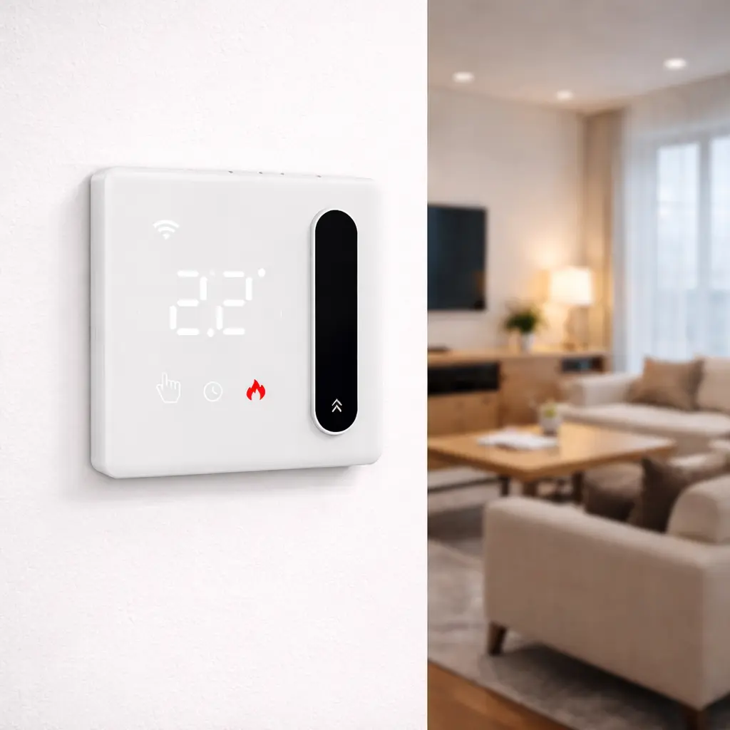 Fashion design LED screen WiFi Water Heating Thermostat with slide operation for heating system control