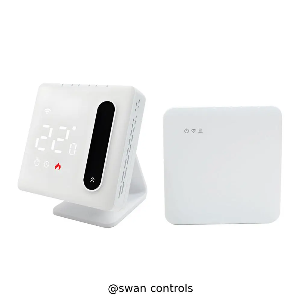 WiFi Wireless Boiler Heating Thermostat with LED slide design and battery powered transmitter Factory support table stand WiFi Wireless Boiler Heating Thermostat with LED slide design and 3xAAA battery supply