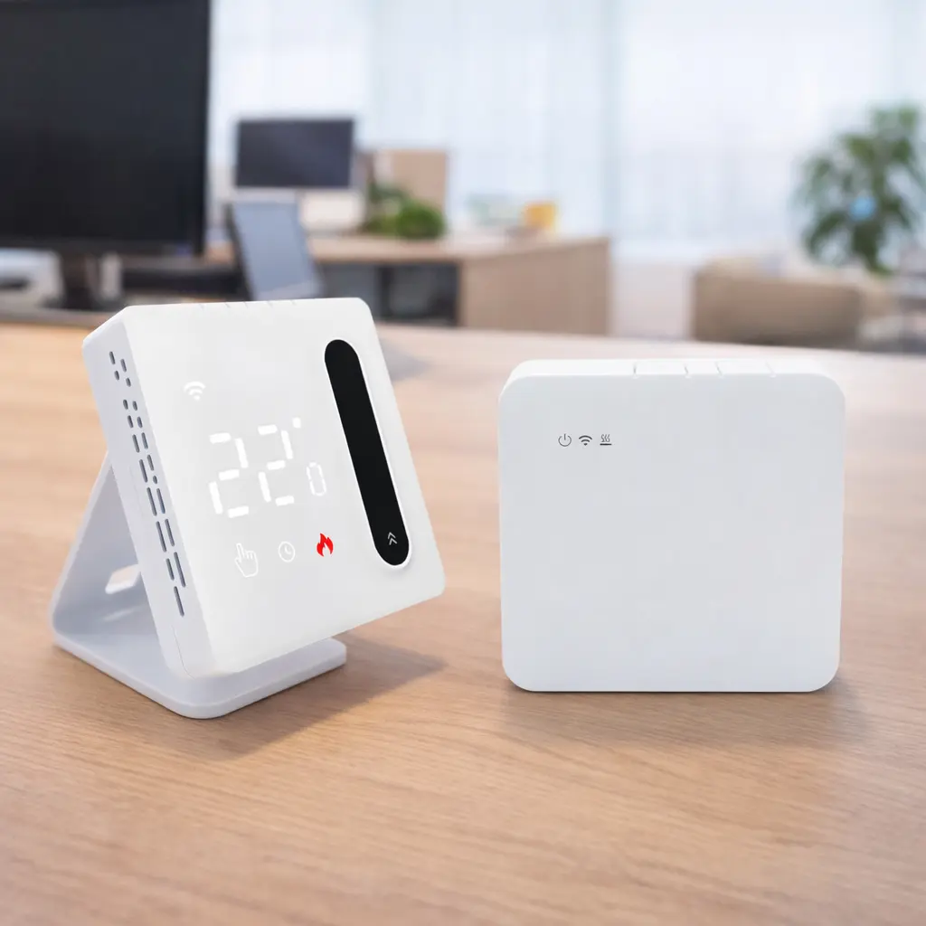 Factory support table stand WiFi Wireless Boiler Heating Thermostat with LED slide design and 3xAAA battery supply