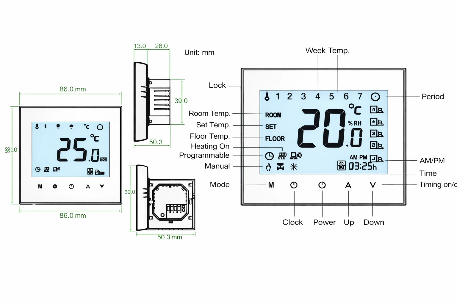 Water Heating Thermostat with LCD display for electric water heater heating control