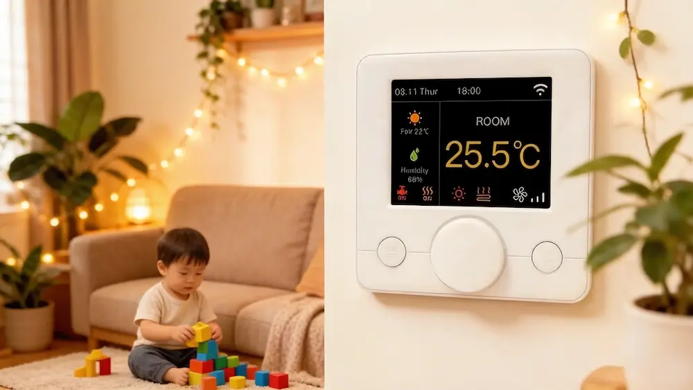 HTW-WF71-853S WiFi Room Thermostat with Modbus control for fan coil HVAC temperature management