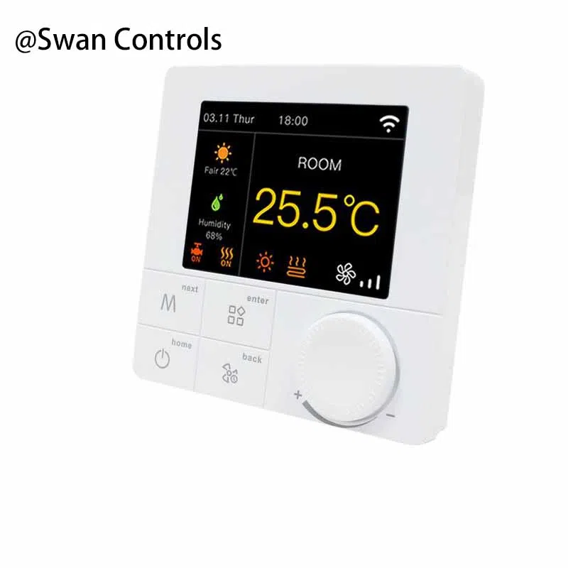 Wifi electric heating thermostat for underfloor heating with app control Wifi electric heating thermostat with humidity display for underfloor heating system
