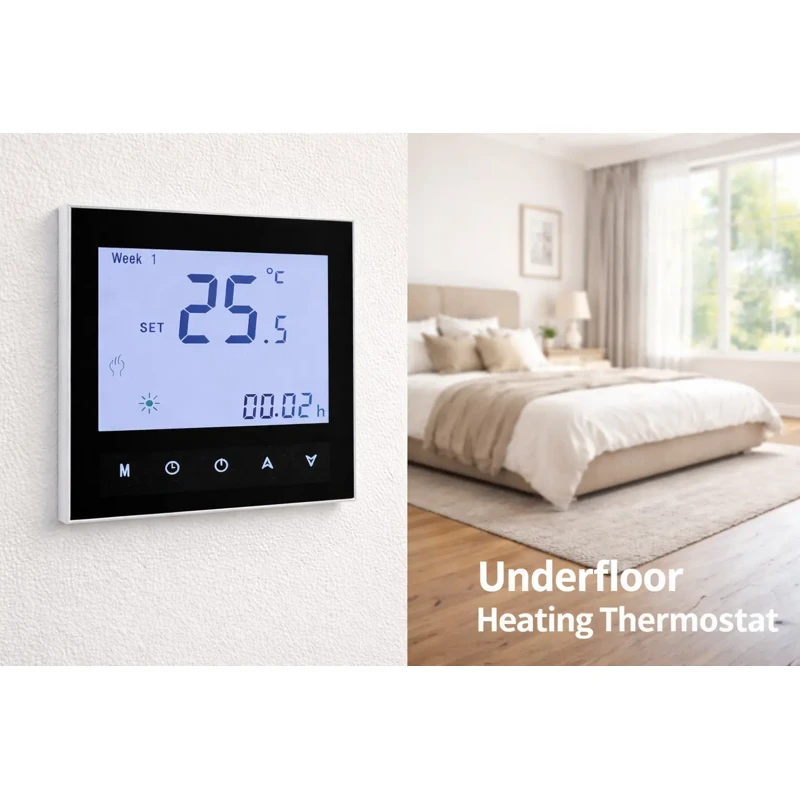 Wifi Underfloor Heating Thermostat with LCD touch screen for smart electric floor heating control
