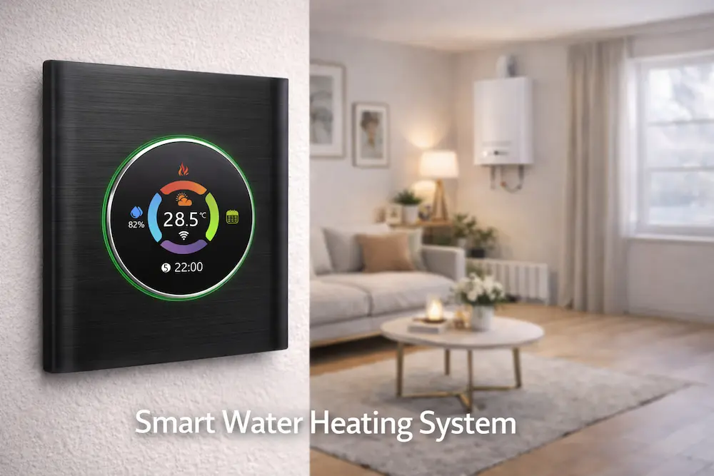 Wifi Water Heating Thermostat with TFT knob control and app-based temperature management for HVAC systems