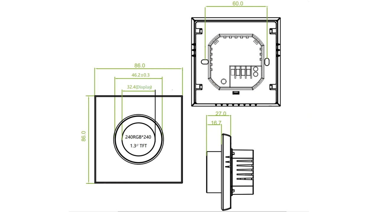 Wifi Water Heating Thermostat with TFT knob control and app-based temperature management for HVAC systems