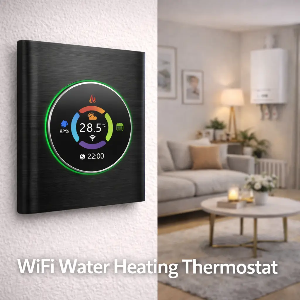 Wifi Water Heating Thermostat with TFT knob control and app-based temperature management for HVAC systems