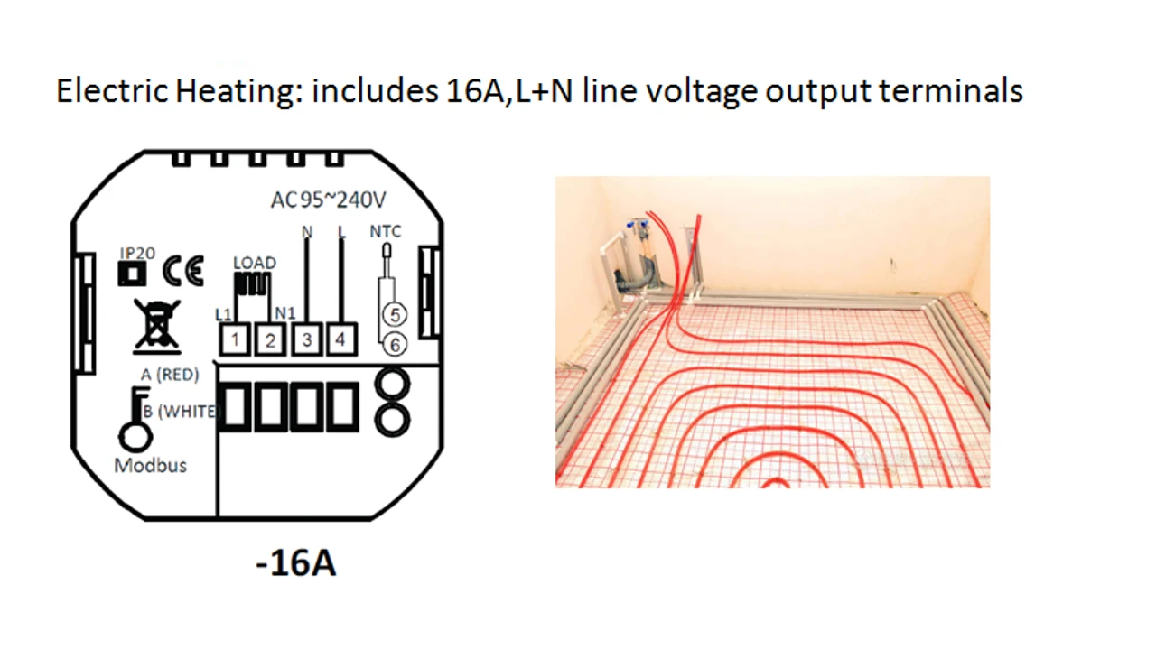 Wired Electric Heating Thermostat for indoor electric floor heating temperature control