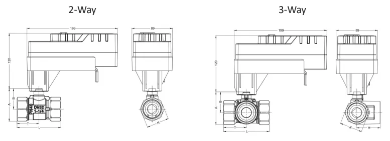 HTW-18C5 motorized valve ball valve with 25Nm electric actuator for 2 way and 3 way HVAC water flow control