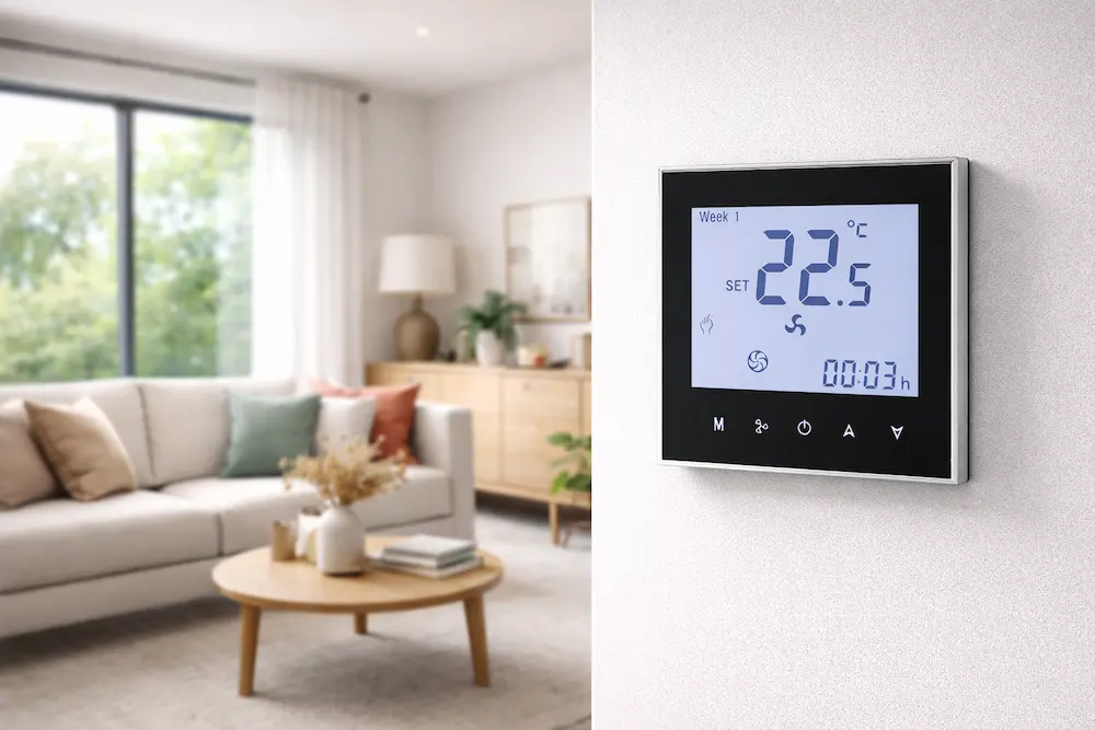 HTW-WF01-FC-M 24VAC Fan Coil Thermostat with 0-10V modulating valve control for HVAC system