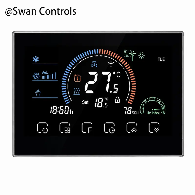 HTW-MT08-FC-2 3 Speed Fan Coil Thermostat for Fan Coil Unit Systems HTW-MT08-FC-2 3 Speed Fan Coil Thermostat for 2 pipe HVAC system control