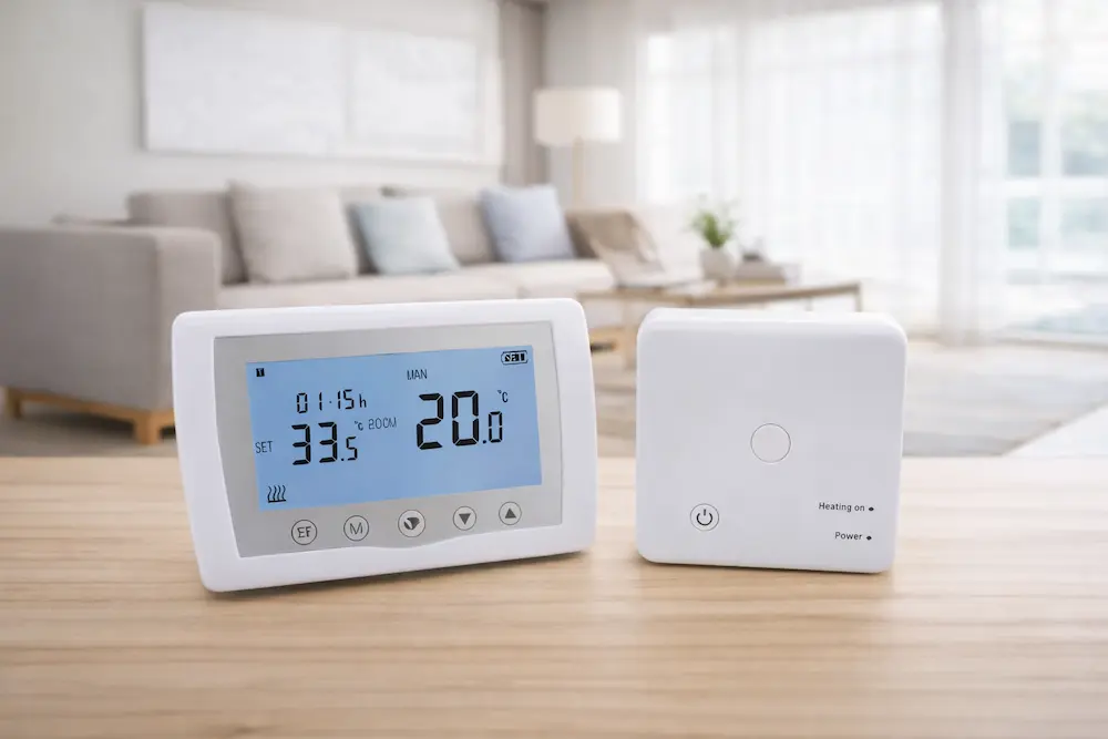HTW-31-WKT19-WF Battery Powered Heating Thermostat with wireless transmitter and receiver for HVAC control
