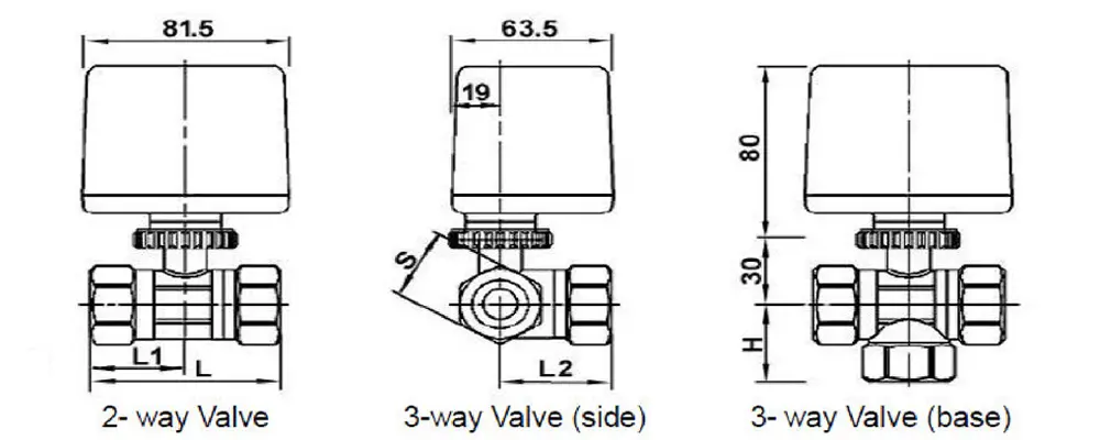 HTW-DH motorized ball valve for FCU system with 2 way and 3 way control SPST SPDT actuator for HVAC water flow control