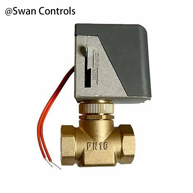 HTW-V71 Electric Motorized Valve for HVAC Water Flow Control Application HTW-V71 Electric Motorized Valve installed in HVAC system showing brass valve body and actuator for water flow control