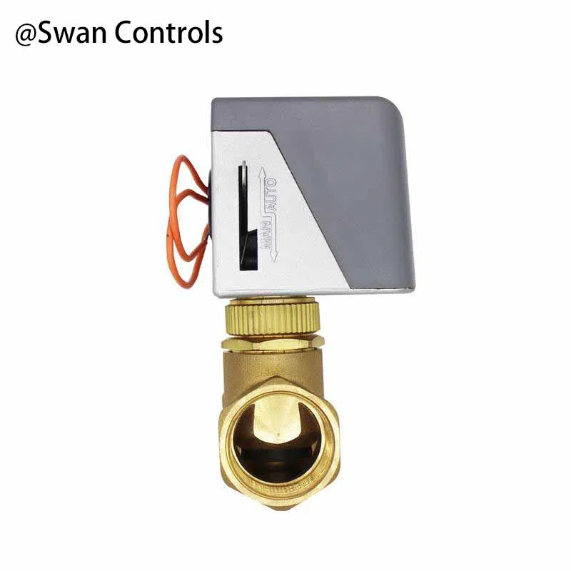 HTW-V71 Electric Motorized Valve for HVAC Water Flow Control Application HTW-V71 Electric Motorized Valve installed in HVAC system showing brass valve body and actuator for water flow control