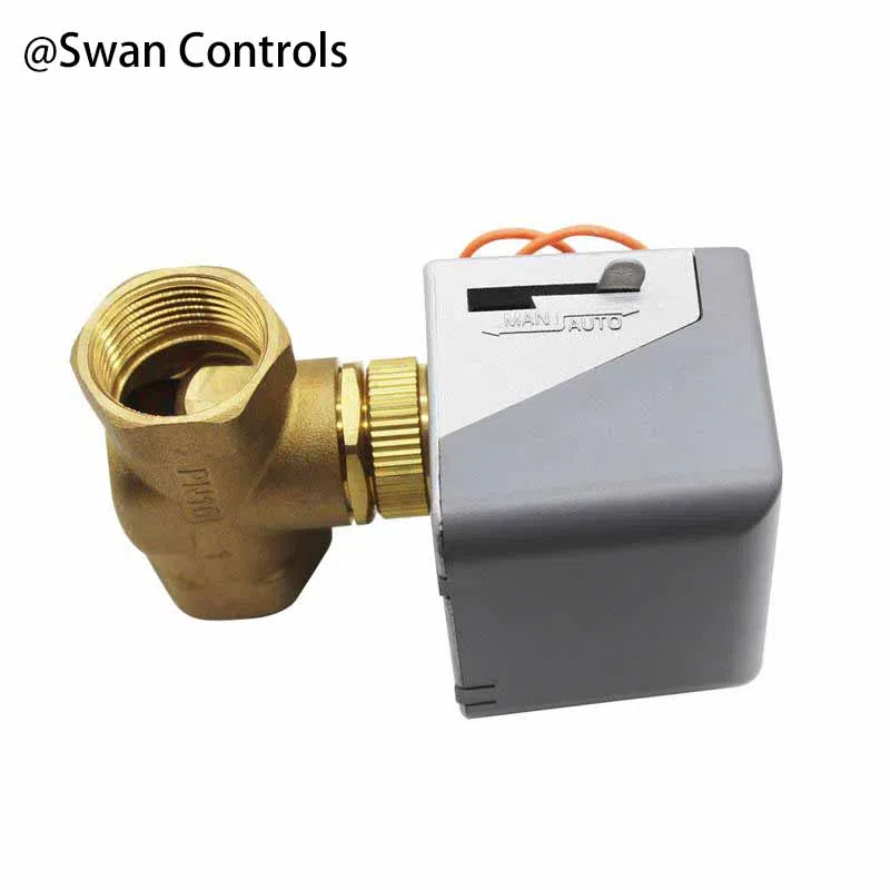 HTW-V71 Electric Motorized Valve for HVAC Water Flow Control Application HTW-V71 Electric Motorized Valve installed in HVAC system showing brass valve body and actuator for water flow control