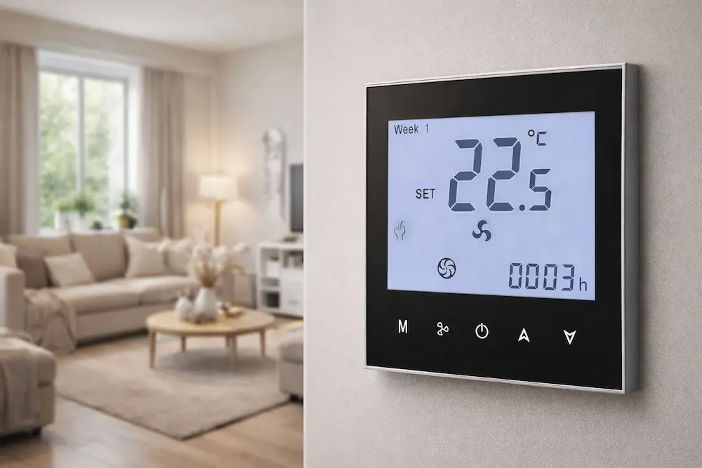 HTW-WF01-FC-MEN Electronic Modbus Thermostats with 0-10V modulating valve for fan coil HVAC system