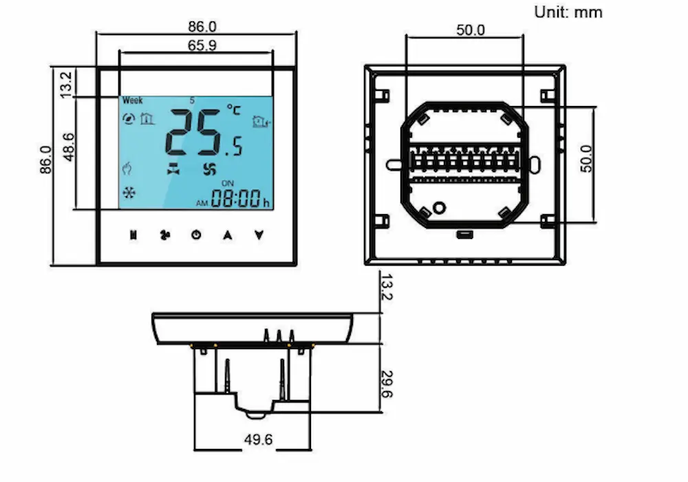 HTW-WF01-FC-MEN Electronic Modbus Thermostats for FCU Room Temperature Control