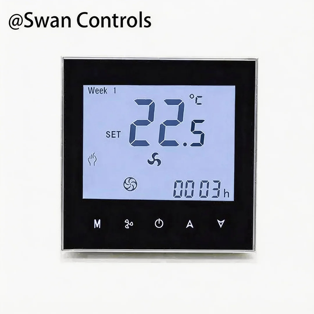 HTW-WF01-FC-MEN Electronic Modbus Thermostats for FCU Room Temperature Control HTW-WF01-FC-MEN Electronic Modbus Thermostats with 0-10V modulating valve for fan coil HVAC system