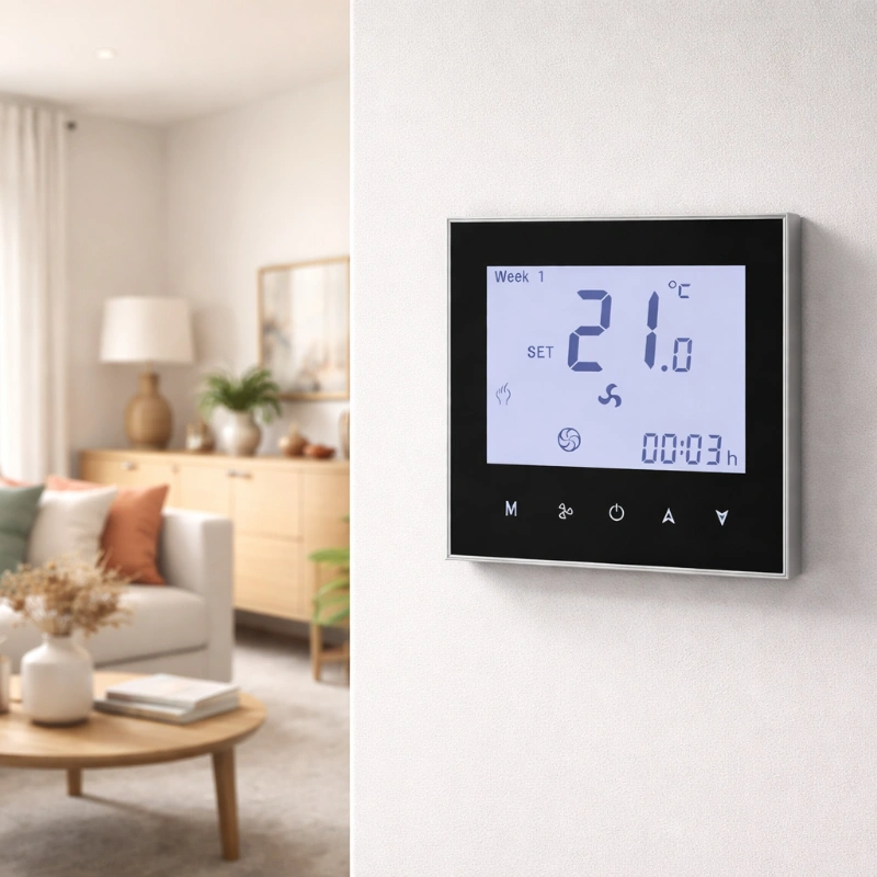 HTW-WF01-FC-KB Fan Coil Thermostat with BACnet and keycard control for hotel HVAC systems
