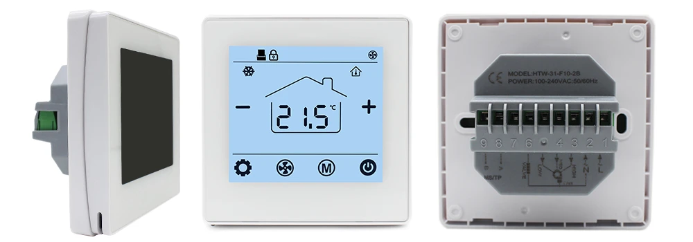 HTW-31-F10-2.4 fcu digital temperature controller front side back view