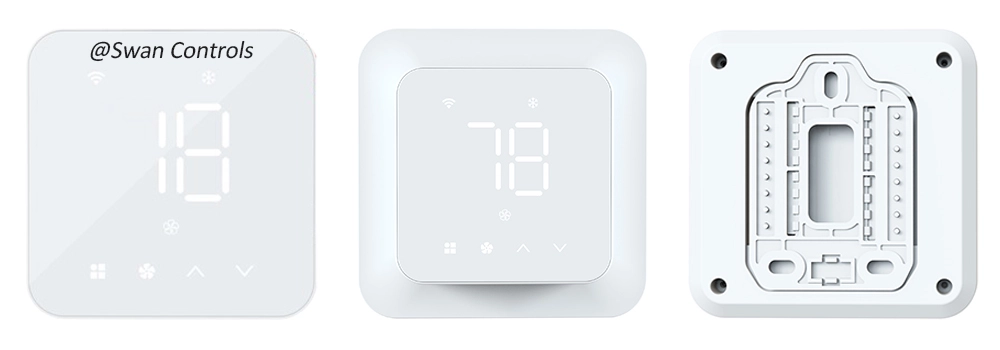 HTW-MT8600 multi-stage heat pump thermostat front side back view