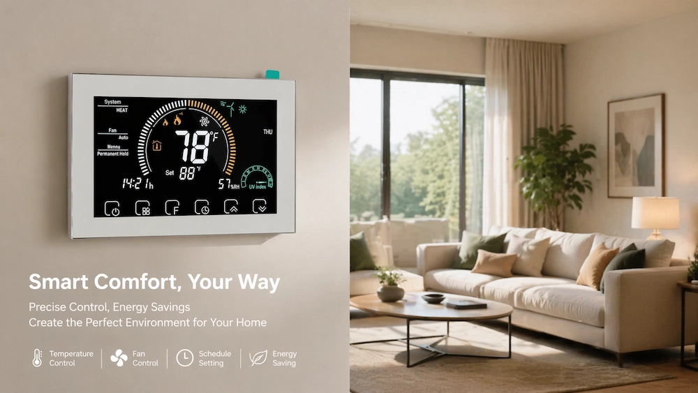 HTW-MT08-FC-4E Home Thermostat for fan coil unit with 3 fan speed control and external sensor