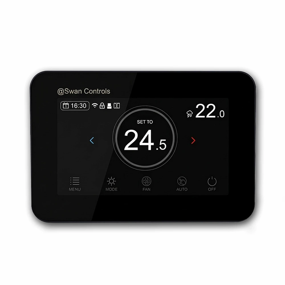 Hotel Thermostat Keycard Modbus 2 4 Pipe FCU System Stylish Colorful Display (m2) Hotel Thermostat Keycard Modbus 2 4 Pipe FCU System Stylish Colorful Display (m2)