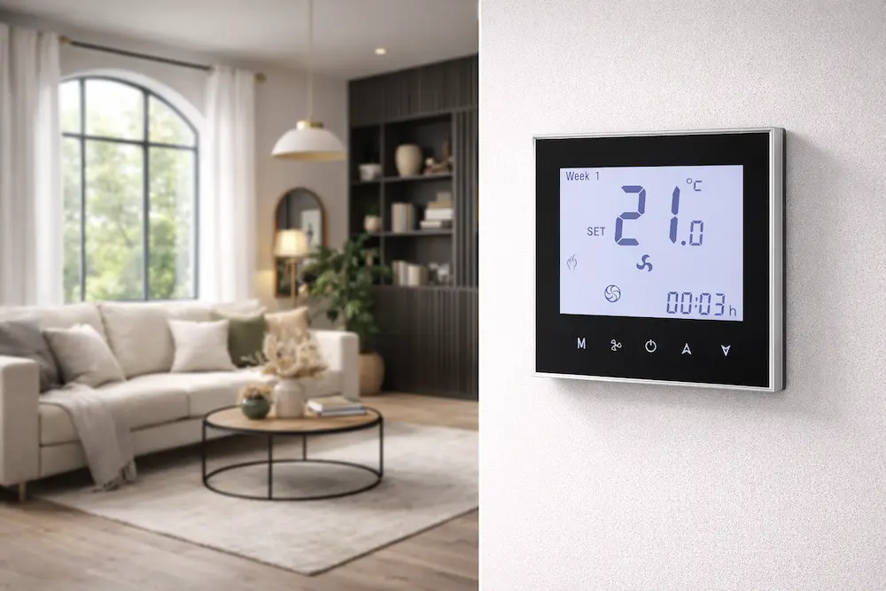 HTW-WF01-FC-EB Hotel Thermostat with BACnet and external sensor for fan coil HVAC system