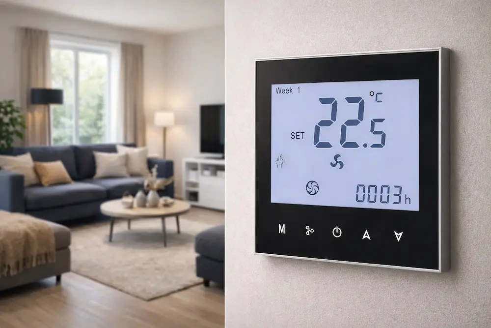 HTW-WF01-FVM Household Thermostats with 24VAC EC fan and 0-10V modulating valve for HVAC systems