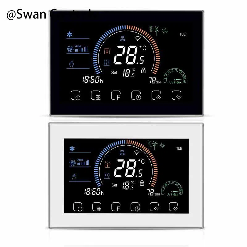 HTW-MT08-FC-4W Indoor Wifi Thermostat for Fan Coil HVAC Systems HTW-MT08-FC-4W Indoor Wifi Thermostat for fan coil unit 4 pipe HVAC system control