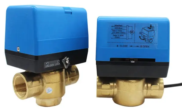 HTW-MV13 modulating valve for central AC system with 2 way and 3 way control for accurate chilled and hot water flow regulation