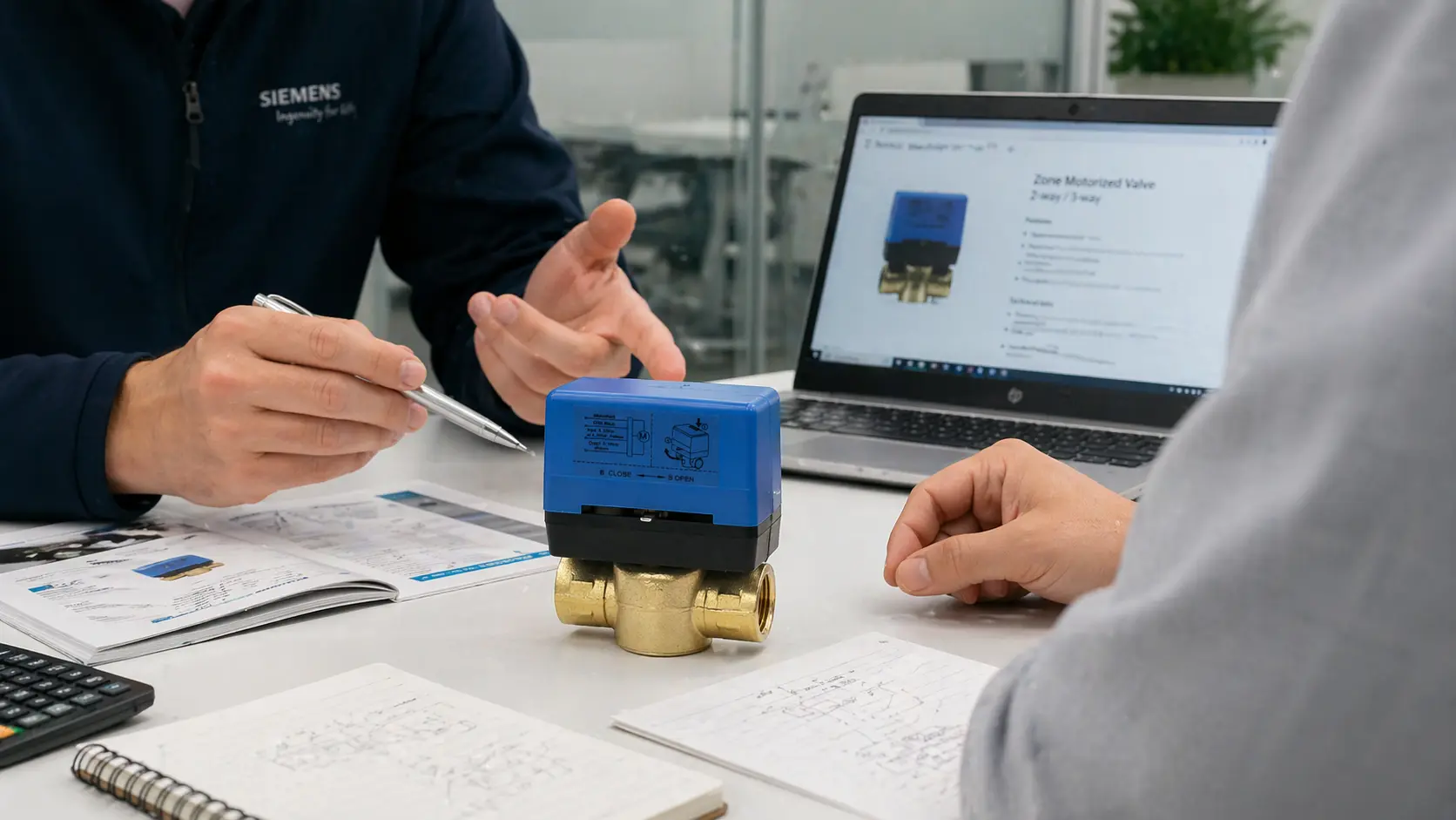 HTW-MV13 modulating valve for central AC system with 2 way and 3 way control for accurate chilled and hot water flow regulation