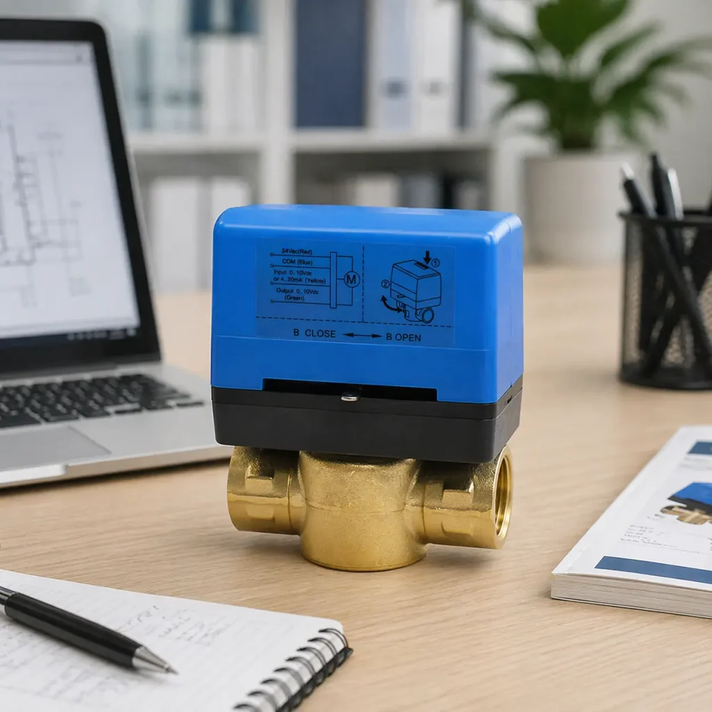 HTW-MV13 modulating valve for central AC system with 2 way and 3 way control for accurate chilled and hot water flow regulation