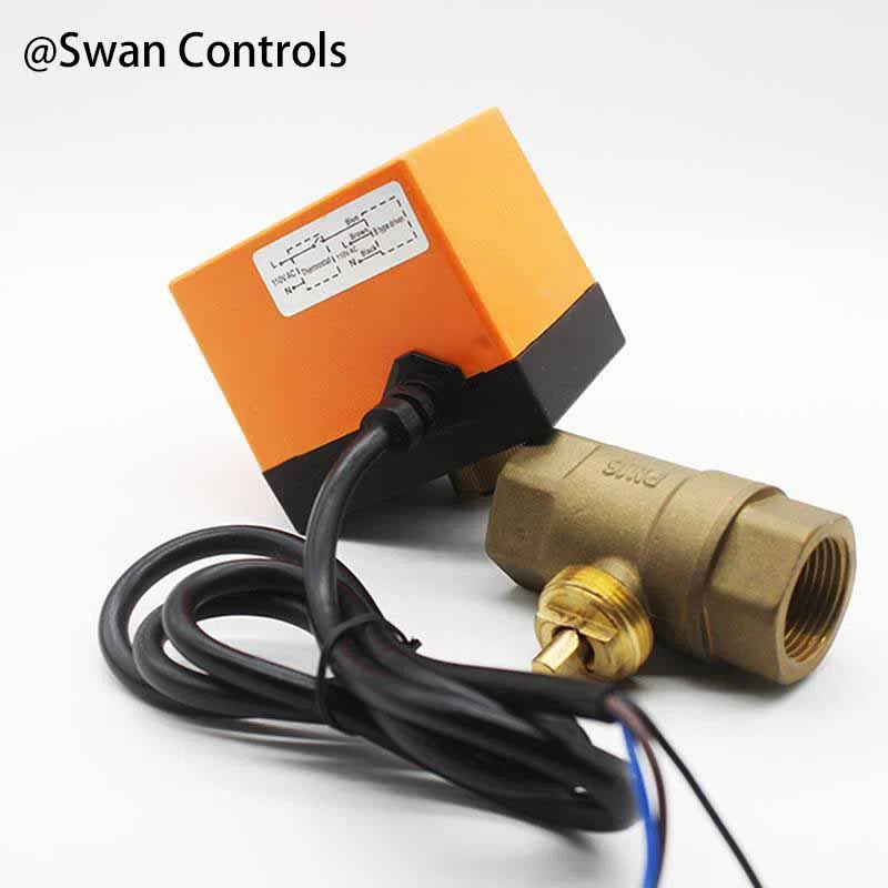 HTW-EG Motorized Ball Valve for HVAC Water Flow Control Application HTW-EG motorized ball valve installed in HVAC piping system showing brass valve body and electric actuator for water flow control