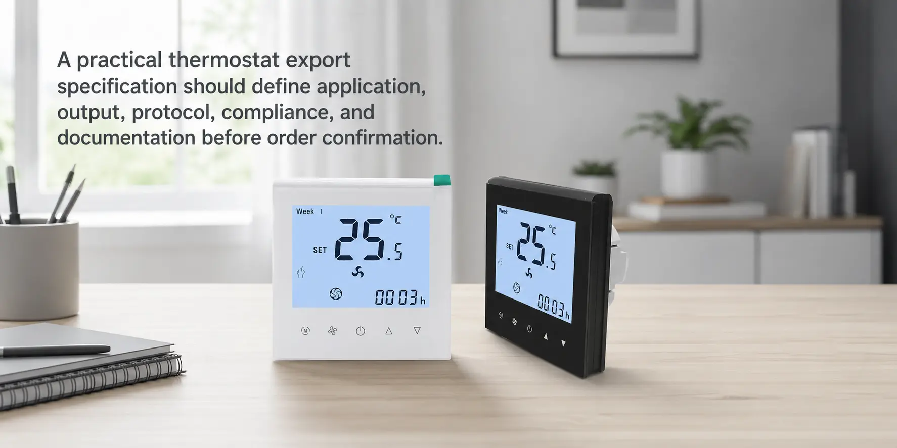 Thermostat application and output checklist for export projects