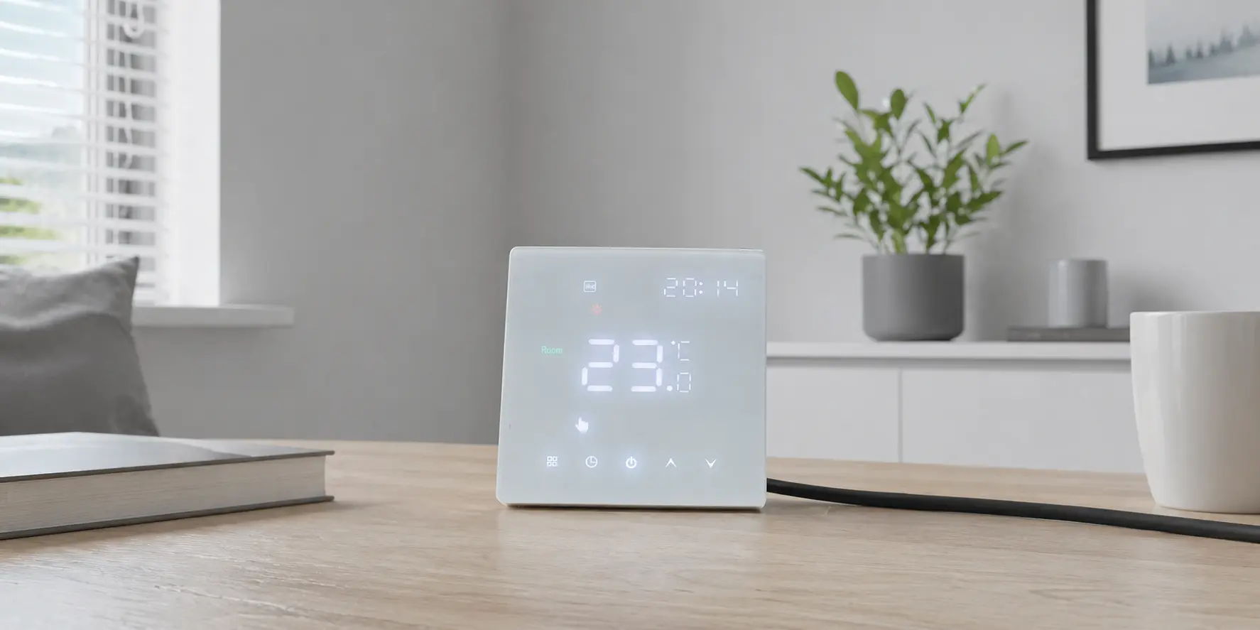 Boiler thermostat flow temperature control in heating system
