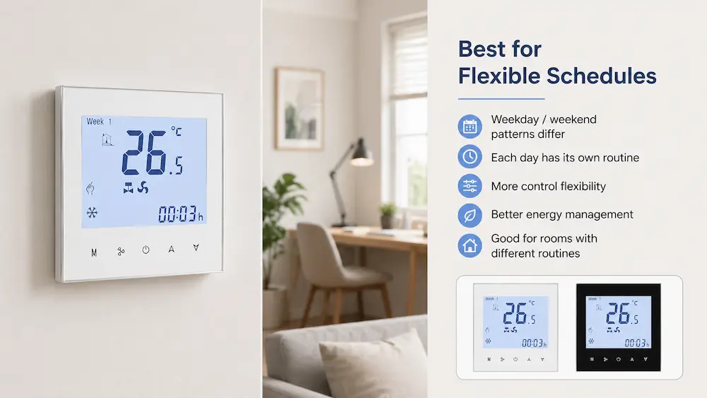 7 day programmable thermostat with weekly schedule settings
