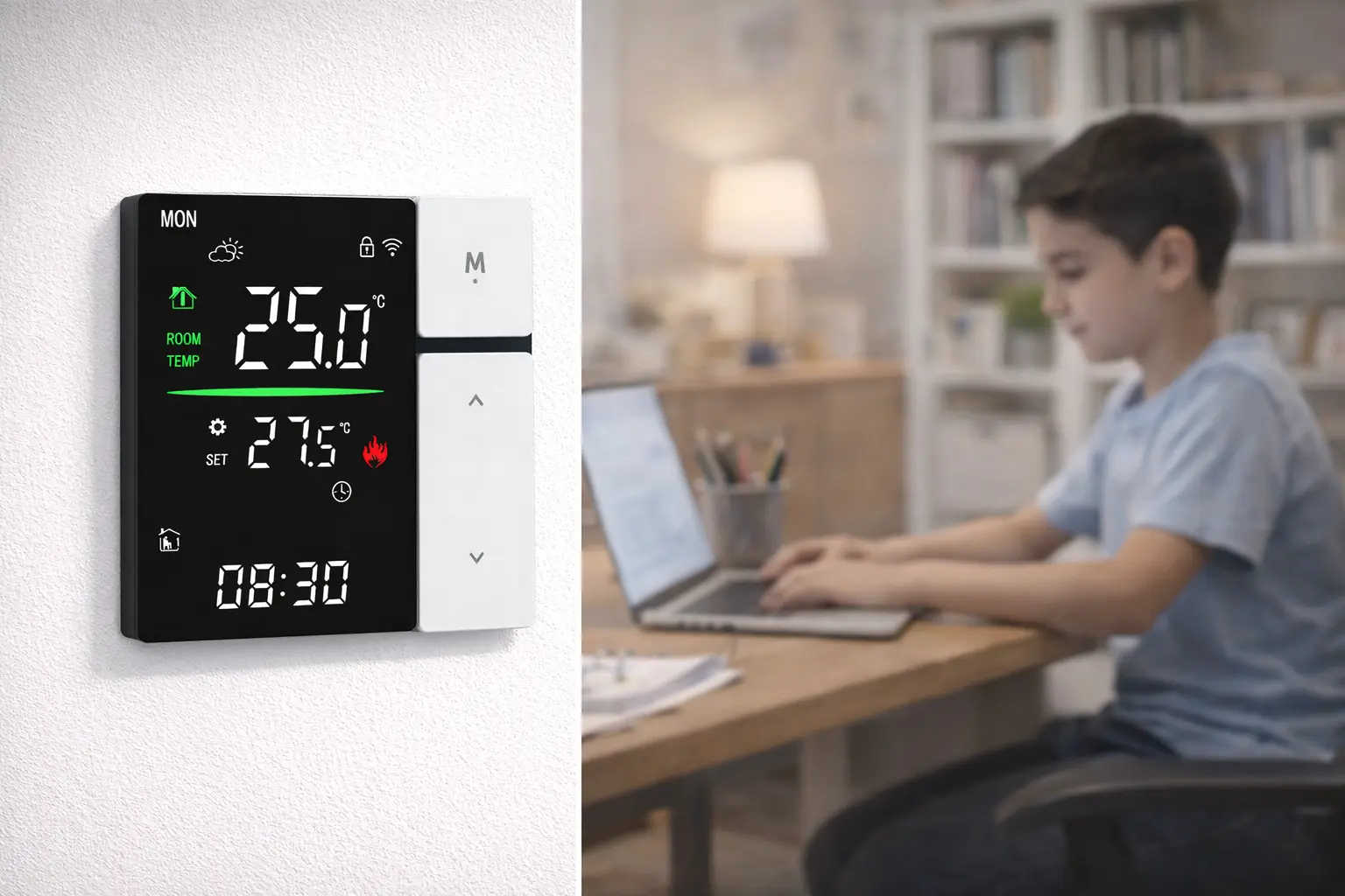 HTW-WF06RP-16A-W Electric Heating Thermostat with LED screen white version for heating system