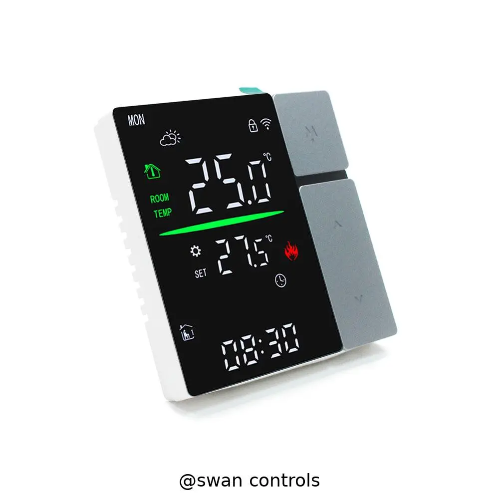 Certified CE Electric Heating Thermostat with smart button design and LED display HTW-WF06RP-16A-G Electric Heating Thermostat with LED screen grey color design
