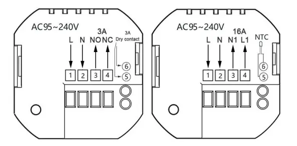HTW-WF06RP-16A-W Electric Heating Thermostat with LED screen white version for heating system