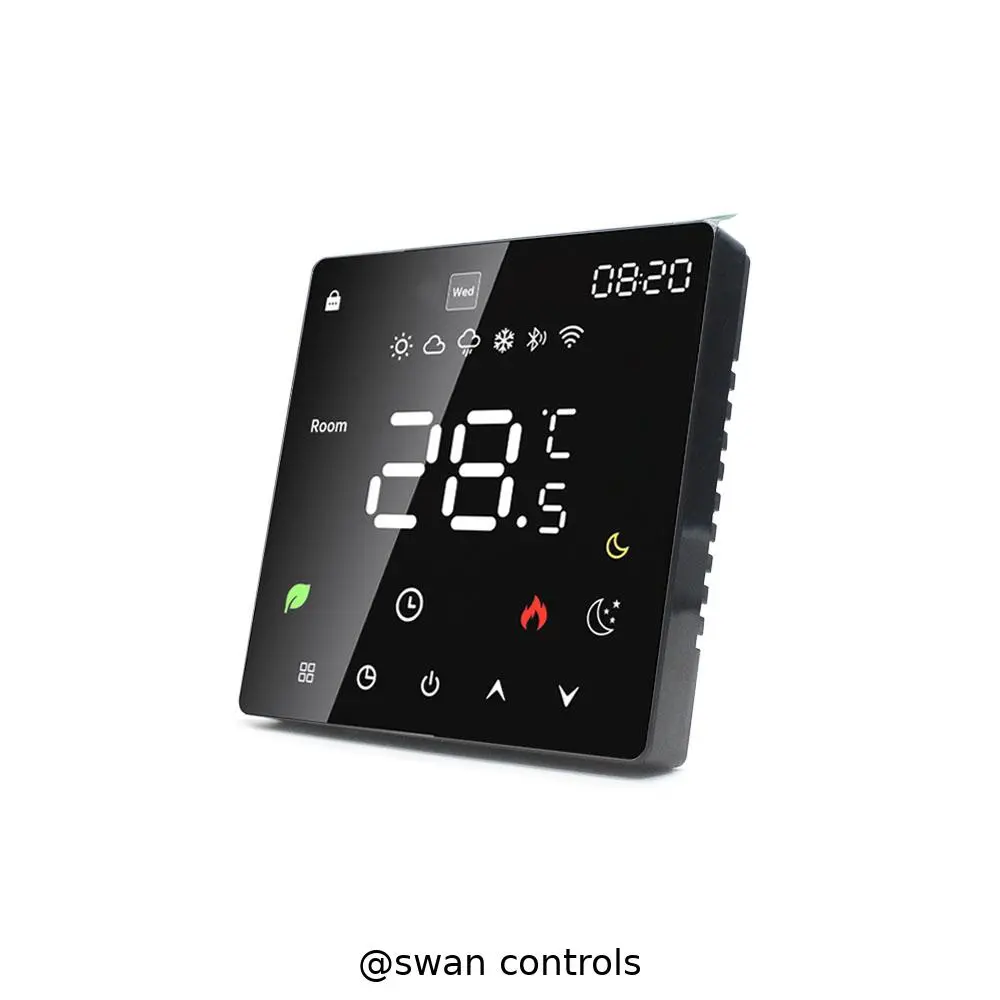 Factory price WiFi Electric Heating Thermostat with LED colourful touch screen and app control HTW-WF07RP-16A-B WiFi Electric Heating Thermostat with LED colourful touch screen