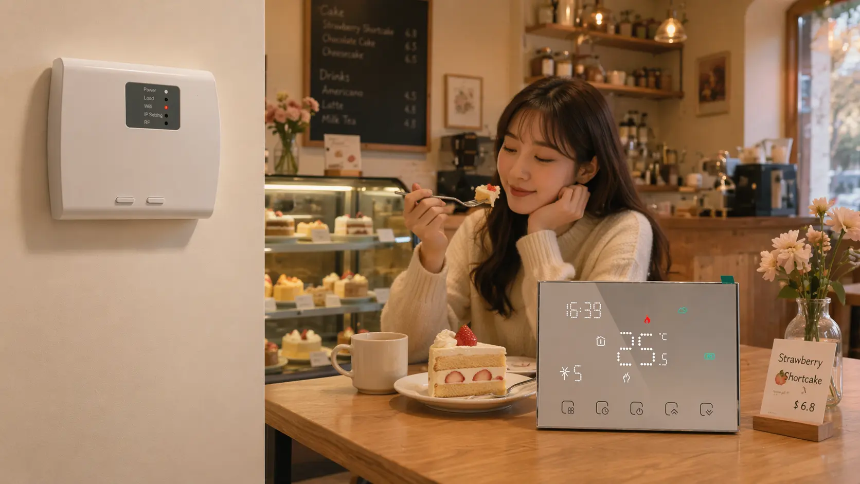 HTW-WKT18-316A1 Wireless Thermostat with LED screen and touch buttons for water and electric heating control