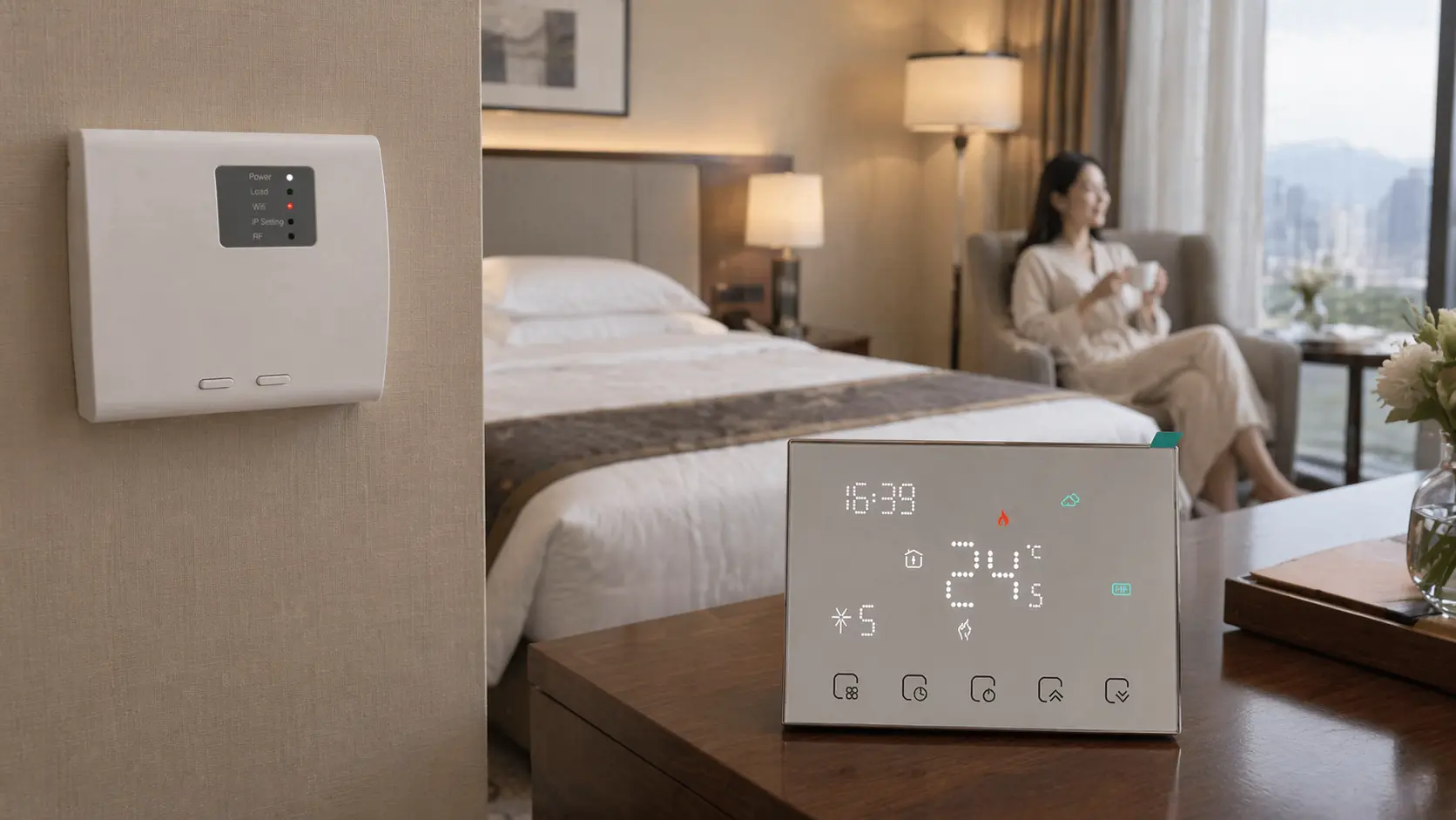 Wireless Heating Thermostat HTW-WKT18-3ANV1 battery powered wall mounted controller for water and boiler heating system