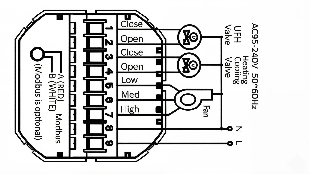 HTW-WF01-FC-3AFCS Wifi Fan Coil Unit Thermostat for 2 pipe HVAC system with water heating control