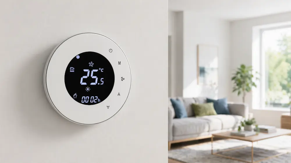 Programmable thermostat for scheduled room temperature control