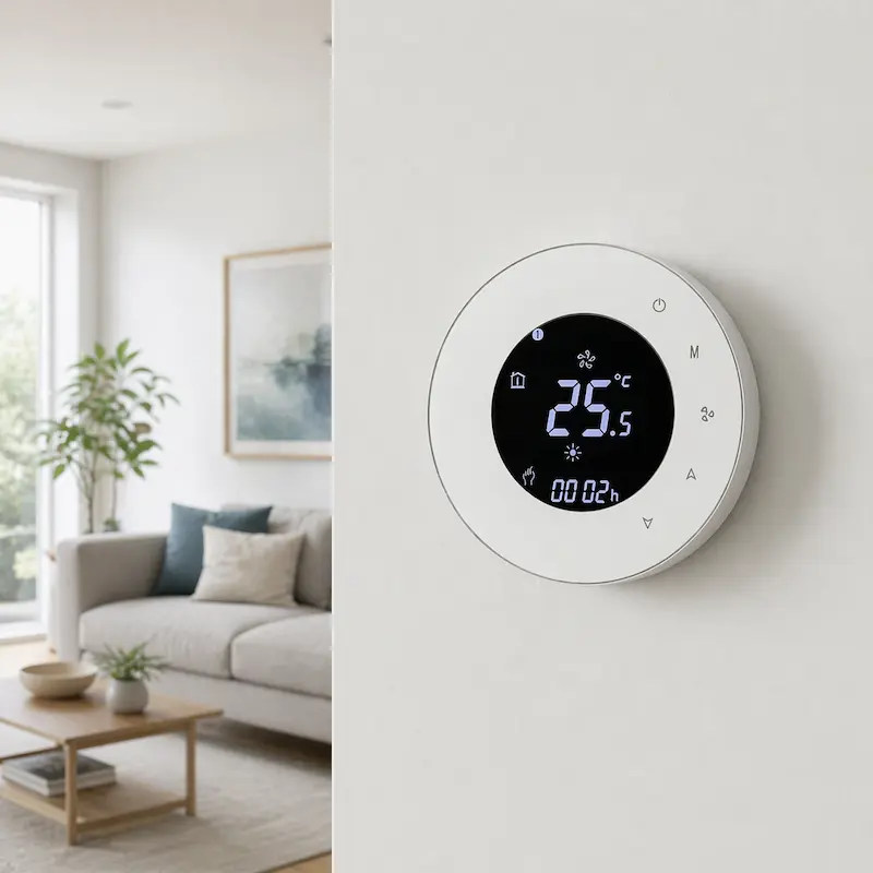 Programmable thermostat for scheduled room temperature control