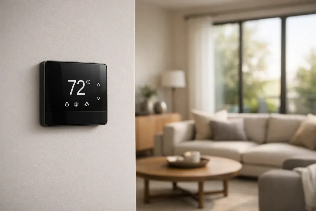 Smart Thermostat Control in Modern Interior