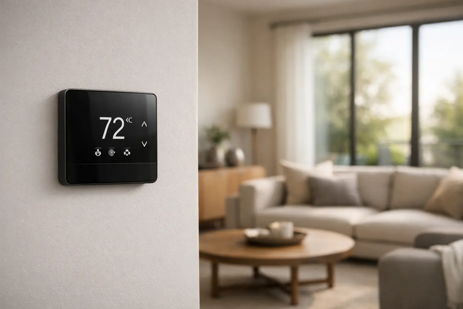 Smart Thermostat Control in Modern Interior